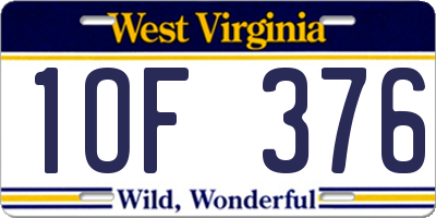 WV license plate 1OF376