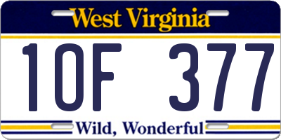 WV license plate 1OF377
