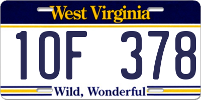 WV license plate 1OF378