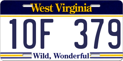 WV license plate 1OF379