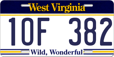 WV license plate 1OF382
