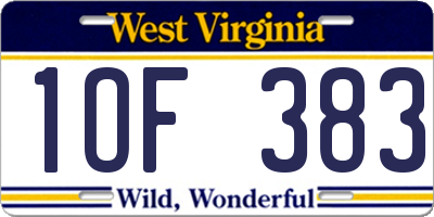 WV license plate 1OF383