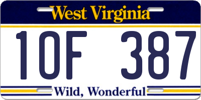 WV license plate 1OF387