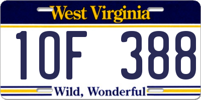 WV license plate 1OF388