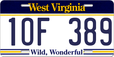 WV license plate 1OF389
