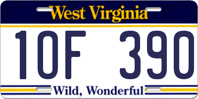 WV license plate 1OF390