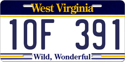 WV license plate 1OF391