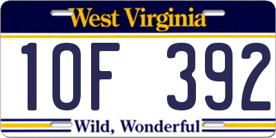 WV license plate 1OF392