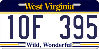 WV license plate 1OF395