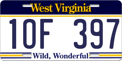 WV license plate 1OF397