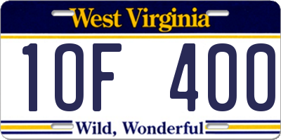 WV license plate 1OF400