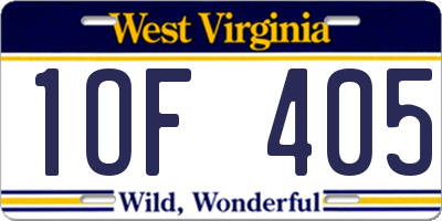 WV license plate 1OF405