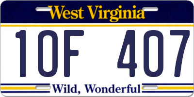 WV license plate 1OF407