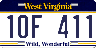 WV license plate 1OF411