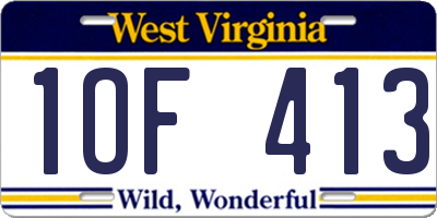 WV license plate 1OF413