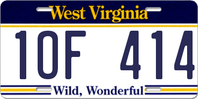 WV license plate 1OF414