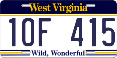 WV license plate 1OF415