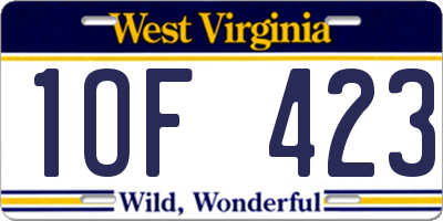 WV license plate 1OF423