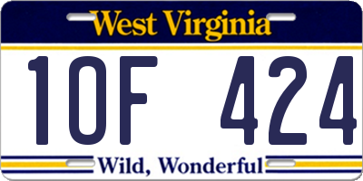 WV license plate 1OF424