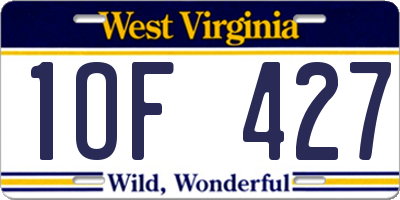 WV license plate 1OF427
