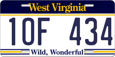 WV license plate 1OF434