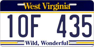 WV license plate 1OF435