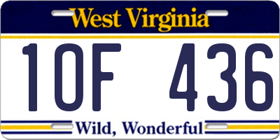 WV license plate 1OF436