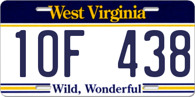 WV license plate 1OF438