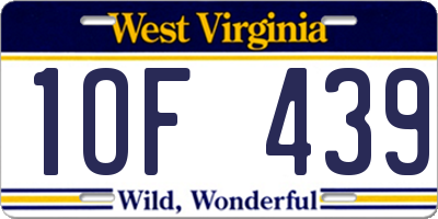 WV license plate 1OF439
