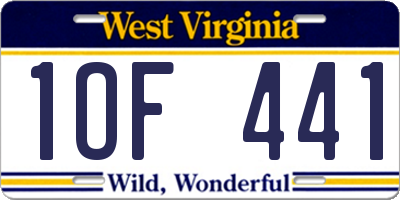 WV license plate 1OF441