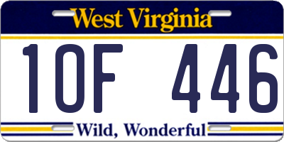 WV license plate 1OF446