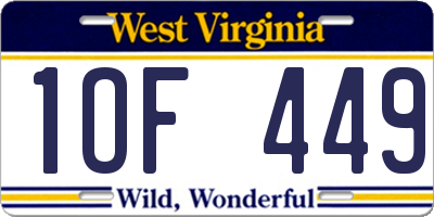 WV license plate 1OF449