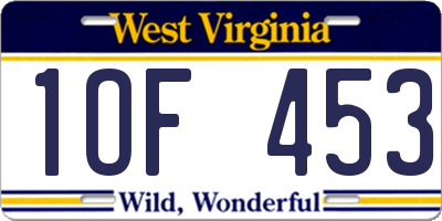 WV license plate 1OF453