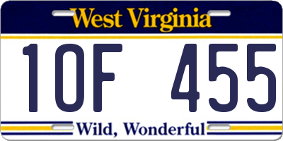 WV license plate 1OF455
