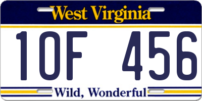 WV license plate 1OF456