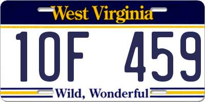 WV license plate 1OF459