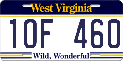WV license plate 1OF460