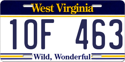 WV license plate 1OF463