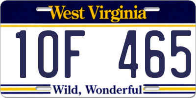 WV license plate 1OF465