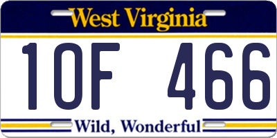 WV license plate 1OF466