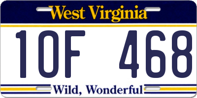 WV license plate 1OF468