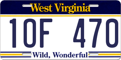 WV license plate 1OF470