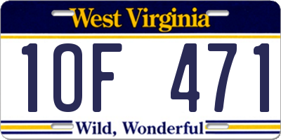 WV license plate 1OF471