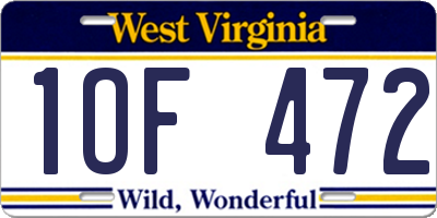 WV license plate 1OF472