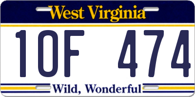 WV license plate 1OF474
