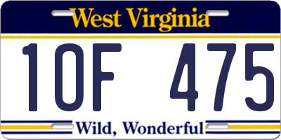 WV license plate 1OF475