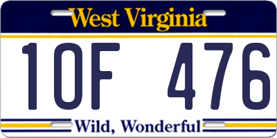 WV license plate 1OF476