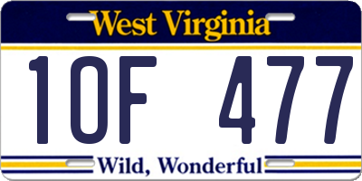 WV license plate 1OF477