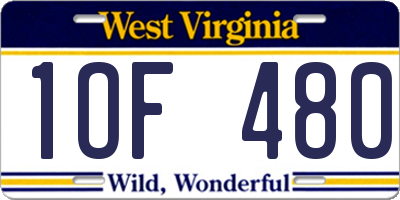 WV license plate 1OF480