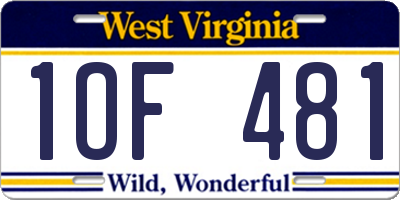 WV license plate 1OF481